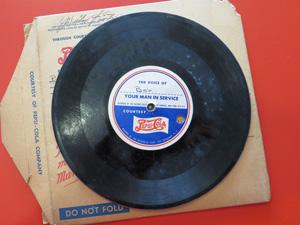 Pepsi-Cola sponsored "The Voice of Your Man in Service" 78rpm record from WWII.