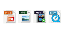 PPT, PPTX, JPG, MP4, MOV